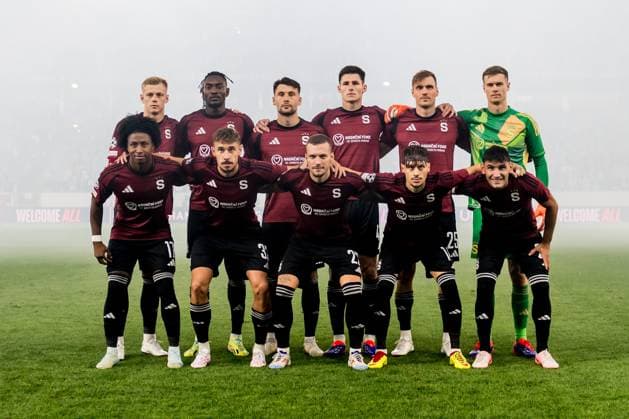 240821 The starting eleven of Â Sparta Prague ahead of the UEFA Champions League football match between Malmö FF and Sparta Prague on August 21, 2024 in Malmö Photo Christoffer Borg Mattisson BILDBYRAN COP 261 CO0456 fotboll football soccer fotball champions league malmö ff sparta prag bbeng play off  Copyright: CHRISTOFFERxBORGxMATTISSON BB240821CB024