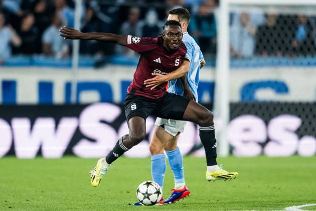 240821 Victor Olatunji of Sparta Prague during the UEFA Champions League football match between Malmö FF and Sparta Prague on August 21, 2024 in Malmö Photo Christoffer Borg Mattisson BILDBYRAN COP 261 CO0456 fotboll football soccer fotball champions league malmö ff sparta prag bbeng play off  Copyright: CHRISTOFFERxBORGxMATTISSON BB240821CB027