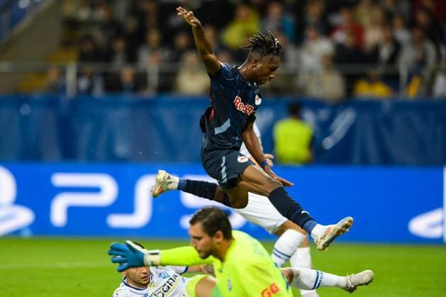 Sport Bilder des Tages SOCCER - UEFA CL, Kyiv vs RBS LUBLIN,POLAND,21.AUG.24 - SOCCER - UEFA Champions League, qualification, FC Dynamo Kyiv vs Red Bull Salzburg. Image shows Dorgeles Nene (RBS).  GEPAxpictures xAdamxNurkiewicz