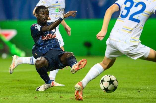 SOCCER - UEFA CL, Kyiv vs RBS LUBLIN,POLAND,21.AUG.24 - SOCCER - UEFA Champions League, qualification, FC Dynamo Kyiv vs Red Bull Salzburg. Image shows Moussa Yeo (RBS).  GEPAxpictures xAdamxNurkiewicz