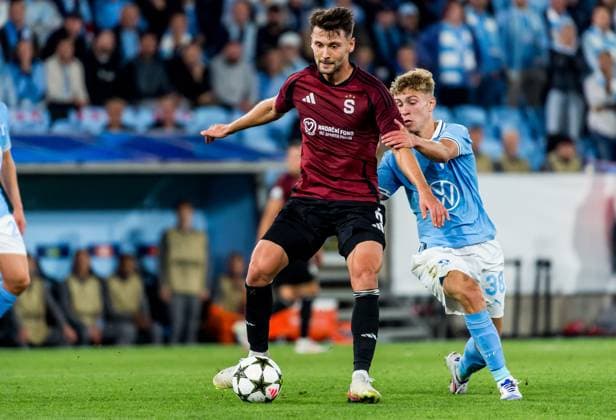 240821 Kaan Kairinen of Sparta Prague and Hugo Bolin of Malmö FF during the UEFA Champions League football match between Malmö FF and Sparta Prague on August 21, 2024 in Malmö Photo Christian Örnberg BILDBYRAN COP 166 CO0456 fotboll football soccer fotball champions league malmö ff sparta prag bbeng play off bbauto  Copyright: CHRISTIANxÖRNBERG BB240821CO056