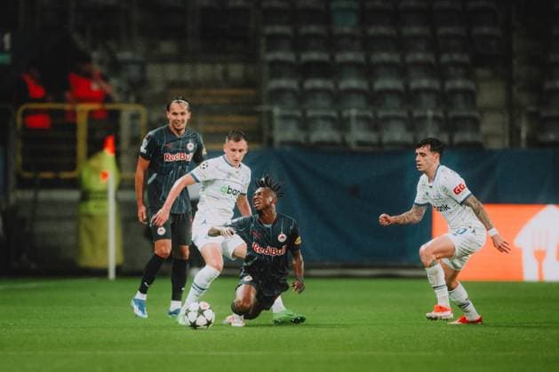 UEFA Champions League Play Off: Dynamo Kyiv - FC Salzburg LUBLIN, POLAND - AUGUST 21: Dorgeles Nene of FC Salzburg performs during the UEFA Champions League play off first leg match Dynamo Kyiv vs FC Salzburg on August 21, 2024 in Lublin, Poland. Copyright: xAndreasxSchaadx-xFCxRedxBullxSalzburgx _AS16040LR