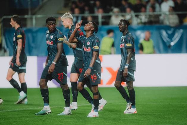 UEFA Champions League Play Off: Dynamo Kyiv - FC Salzburg LUBLIN, POLAND - AUGUST 21: Dorgeles Nene of FC Salzburg celebrates after scoring his side s first goal during the UEFA Champions League play off first leg match Dynamo Kyiv vs FC Salzburg on August 21, 2024 in Lublin, Poland. Copyright: xAndreasxSchaadx-xFCxRedxBullxSalzburgx _AS16337LR