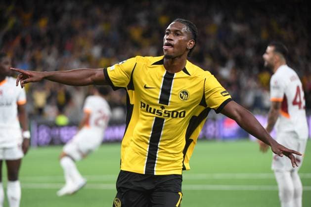 21 08 2024, Bern, Stadion Wankdorf, Uefa Champions League Play off BSC Young Boys Galatasaray Istanbul, 77 Joel Monteiro Young Boys celebrates his goal to make it 2 0 Bern Stadion Wankdorf Bern Switzerland Copyright: xJustPictures.ch ManuelxWinterbergerx jp-de-MaWi-MWI_0303
