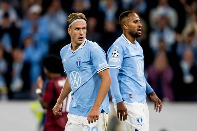240821 Erik Botheim and Isaac Kiese Thelin of Malmö FF during the UEFA Champions League football match between Malmö FF and Sparta Prague on August 21, 2024 in Malmö Photo Christoffer Borg Mattisson BILDBYRAN COP 261 CO0456 fotboll football soccer fotball champions league malmö ff sparta prag bbeng play off  Copyright: CHRISTOFFERxBORGxMATTISSON BB240821CB042