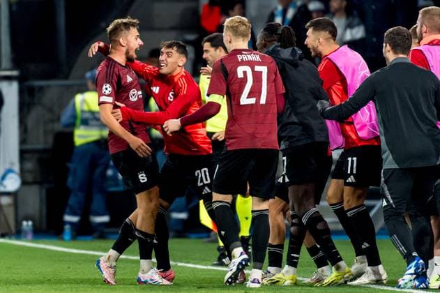 240821 Matej Rynes of Sparta Prague celebrates after scoring the 0 2 goal during the UEFA Champions League football match between Malmö FF and Sparta Prague on August 21, 2024 in Malmö Photo Christian Örnberg BILDBYRAN COP 166 CO0456 fotboll football soccer fotball champions league malmö ff sparta prag bbeng play off bbauto jubel  Copyright: CHRISTIANxÖRNBERG BB240821CO084
