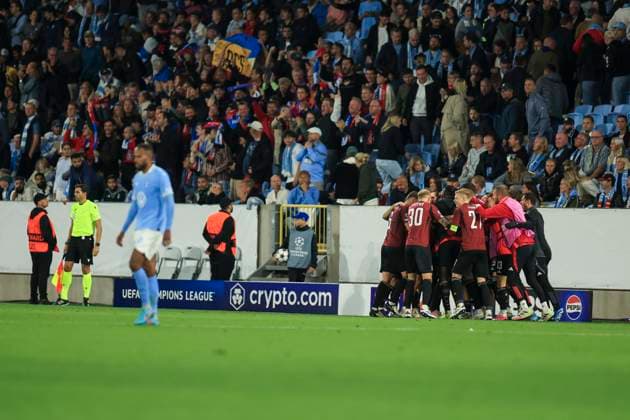 MALMÖ, SWEDEN 20240821 Cheers in Sparta after 2 0 during Wednesdays Champions League qualifier, playoff match 1 of 2, between Malmö FF and AC Sparta Prague at New Malmö Stadium MALMÖ SWEDEN x10600x  Copyright: xAndreasxHillergren TTx CHAMPIONS LEAGUE KVAL MALMÖ-SPARTA PRAG