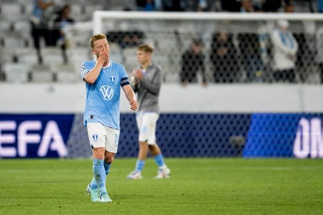 240821 Anders Christiansen of Malmö FF looks dejected after the UEFA Champions League football match between Malmö FF and Sparta Prague on August 21, 2024 in Malmö Photo Christoffer Borg Mattisson BILDBYRAN COP 261 CO0456 fotboll football soccer fotball champions league malmö ff sparta prag bbeng play off depp  Copyright: CHRISTOFFERxBORGxMATTISSON BB240821CB063
