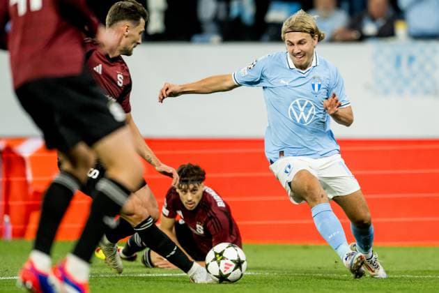 240821 Sebastian Nanasi of Malmö FF during the UEFA Champions League football match between Malmö FF and Sparta Prague on August 21, 2024 in Malmö Photo Christoffer Borg Mattisson BILDBYRAN COP 261 CO0456 fotboll football soccer fotball champions league malmö ff sparta prag bbeng play off  Copyright: CHRISTOFFERxBORGxMATTISSON BB240821CB080