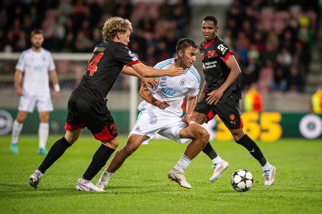 FC Midtjylland v Slovan Bratislava, UEFA Champions League qualification, Herning, Denmark Herning, Denmark. 21st, August 2024. David Strelec (13) of Slovan Bratislava seen during the UEFA Champions League qualification match between FC Midtjylland and Slovan Bratislava at MCH Arena in Herning. Herning Denmark  Copyright: xGonzalesxPhoto MortenxKjaerx
