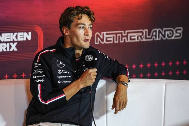 RUSSELL George (gbr), Mercedes AMG F1 Team W15, portrait press conference, PK, Pressekonferenz during the Formula 1 Heineken Dutch Grand Prix 2024, 15th round of the 2024 Formula One World Championship, WM, Weltmeisterschaft from August 23 to 25, 2024 on the Circuit Zandvoort, in Zandvoort, Netherlands - F1 - DUTCH GRAND PRIX 2024 DPPI Panoramic 240822_R15_OLANDA_DP_XB3_1457_1