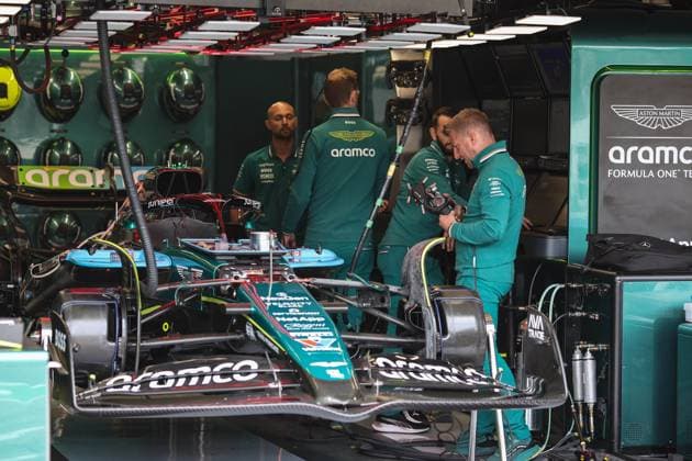 Aston Martin F1 Team AMR23, mechanical detail during the Formula 1 Heineken Dutch Grand Prix 2024, 15th round of the 2024 Formula One World Championship, WM, Weltmeisterschaft from August 23 to 25, 2024 on the Circuit Zandvoort, in Zandvoort, Netherlands - F1 - DUTCH GRAND PRIX 2024 DPPI Panoramic  240822_R15_OLANDA_DP_XB3_1191