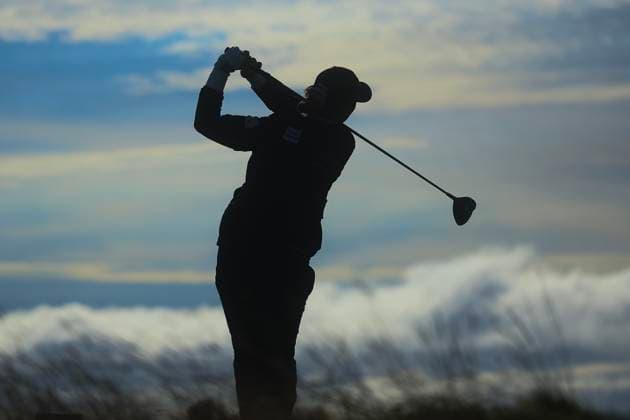 22nd August 2024; Old Course at St Andrews, St Andrews, Fife, Scotland; AIG Womens Open Golf, Round 1; A silhouette of Hannah Green of Australia as she tees off on the fourteenth hole of the Old Course, St Andrews Links during the first round of the AIG Women& x2019;s Open  ActionPlus12683813 DavidxYoung