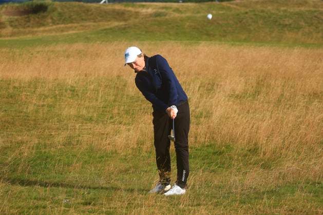 22nd August 2024; Old Course at St Andrews, St Andrews, Fife, Scotland; AIG Womens Open Golf, Round 1; Catriona Matthew of Scotland plays from the rough on the fourteenth hole of the Old Course, St Andrews Links during the first round of the AIG Women& x2019;s Open  ActionPlus12683826 DavidxYoung