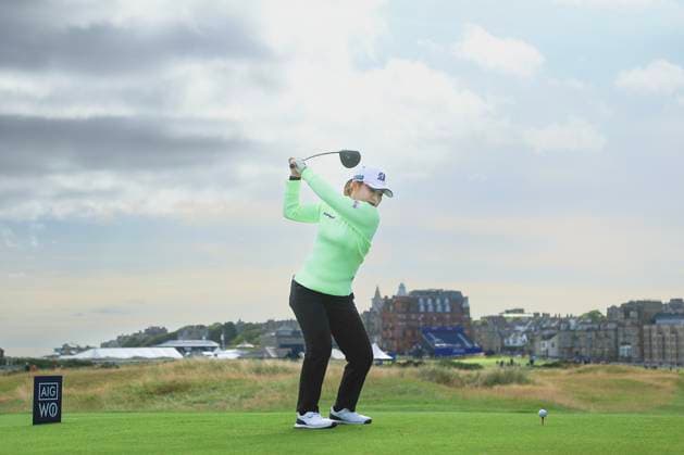22nd August 2024; Old Course at St Andrews, St Andrews, Fife, Scotland; AIG Womens Open Golf, Round 1; Ayaka Furue of Japan tees off on the seventeenth hole of the Old Course, St Andrews Links during the first round of the AIG Women& x2019;s Open  ActionPlus12683858 DavidxYoung
