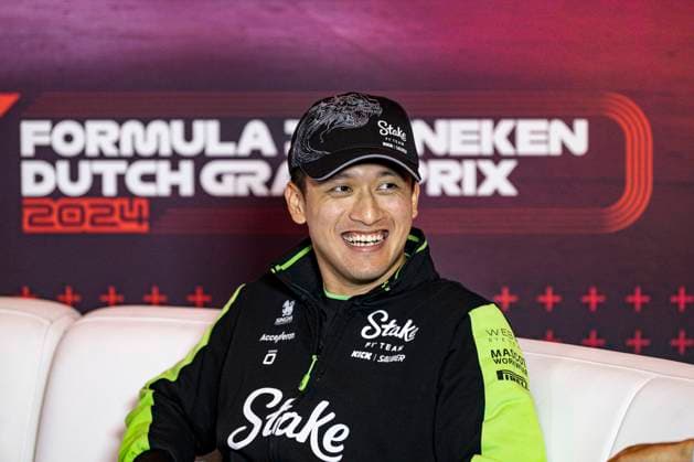 22nd August 2024; Circuit Zandvoort, Zandvoort, Holland, North Holland, Netherlands; Formula 1 Heineken Dutch Grand Prix 2024; Arrivals and Inspection Day; Zhou Guanyu (CHI) of the Stake F1 Team Kick Sauber Team answers questions from the media  ActionPlus12683914 GodfreyxPitt