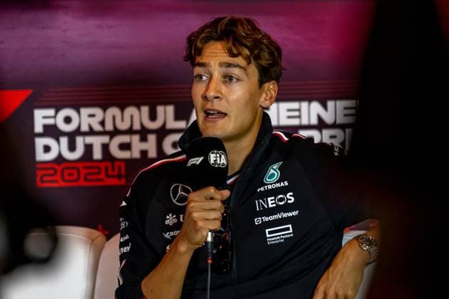 ZANDVOORT, NETHERLANDS: George Russell, racing for the Mercedes F1 team during the 2024 Formula 1 Dutch Grand Prix at the Circuit Zandvoort in Zandvoort, Netherlands