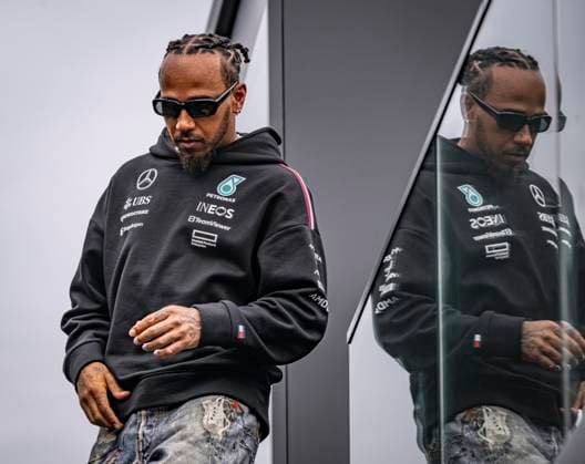 22nd August 2024; Circuit Zandvoort, Zandvoort, Holland, North Holland, Netherlands; Formula 1 Heineken Dutch Grand Prix 2024; Arrivals and Inspection Day; Lewis Hamilton (GBR) of Mercedes AMG Petronas F1 Team and his reflection in the Mercedes AMG Petronas F1 Team paddock home  ActionPlus12683980 GodfreyxPitt