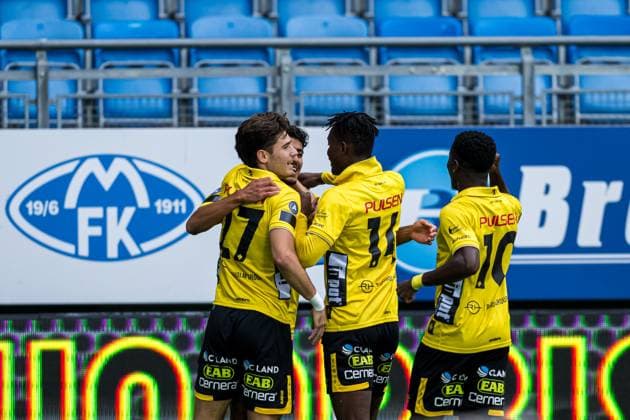 240822 Ahmed Qasem of Elfsborg celebrates after scoring the 0 1 goal during the UEFA Europa League play off match between Molde and Elfsborg on August 22, 2024 in Molde Photo Marius Simensen BILDBYRAN COP 238 bbeng elfsborg football fotball fotboll jubel molde play off uefa europa league  Copyright: MARIUSxSIMENSEN BB240822BB096