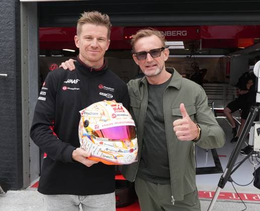 FORMULA 1 HEINEKEN DUTCH GRAND PRIX 2024 22 08 2024, Circuit Park Zandvoort, Zandvoort, FORMULA 1 HEINEKEN DUTCH GRAND PRIX 2024 , pictured Nico Hülkenberg DEU , Haas F1 Team with Prince Bernhard of the Netherlands , Nico Hülkenberg Im also delighted, working with Prince Bernhard and his foundation @lymph co this weekend The foundation has been working for years to improve research against lymphoma Great project that I am happy to support and will donate my current race helmet to Bernhard and Lymph Co on Sunday They will auction it off at the track after the race nordphotoxGmbHx xBratic nph00250