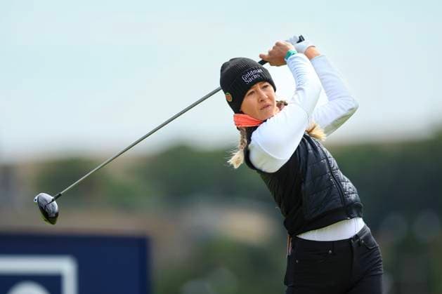 22nd August 2024; Old Course at St Andrews, St Andrews, Fife, Scotland; AIG Womens Open Golf, Round 1; Nelly Korda of the USA tees off on the third hole of the Old Course, St Andrews Links during the first round of the AIG Women& x2019;s Open  ActionPlus12684113 DavidxYoung