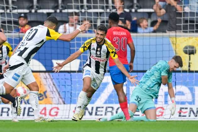 SOCCER - UEFA EL, LASK vs Bukarest LINZ,AUSTRIA,22.AUG.24 - SOCCER - UEFA Europa League, qualification, Linzer ASK vs FCSB Bukarest. Image shows the rejoicing of Adil Taoui (LASK).  GEPAxpictures xChristianxMoser