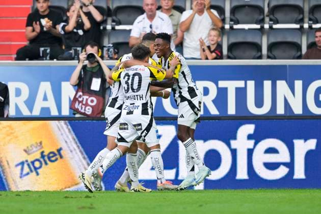 SOCCER - UEFA EL, LASK vs Bukarest LINZ,AUSTRIA,22.AUG.24 - SOCCER - UEFA Europa League, qualification, Linzer ASK vs FCSB Bukarest. Image shows the rejoicing of LASK with Adil Taoui (LASK).  GEPAxpictures xChristianxMoser