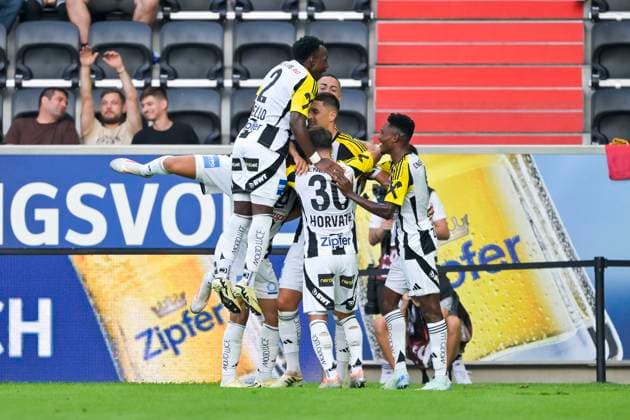 SOCCER - UEFA EL, LASK vs Bukarest LINZ,AUSTRIA,22.AUG.24 - SOCCER - UEFA Europa League, qualification, Linzer ASK vs FCSB Bukarest. Image shows the rejoicing of LASK with Adil Taoui (LASK).  GEPAxpictures xChristianxMoser