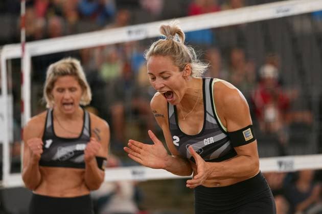 Hamburg, Germany, August 22th 2024: Louisa Lippmann ( Germany ) Laura Ludwig ( Germany ) during the Elite 16 Beachvolleyball Tournament 2024 at Stadium Am Rothenbaum in Hamburg, GERMANY. (Julia Kneissl SPP) Copyright: xJuliaxKneisslx xSPPx spp-en-JuKnSp-JK_09498.jpeg
