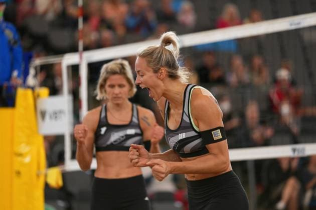 Hamburg, Germany, August 22th 2024: Louisa Lippmann ( Germany ) Laura Ludwig ( Germany ) during the Elite 16 Beachvolleyball Tournament 2024 at Stadium Am Rothenbaum in Hamburg, GERMANY. (Julia Kneissl SPP) Copyright: xJuliaxKneisslx xSPPx spp-en-JuKnSp-JK_09504.jpeg