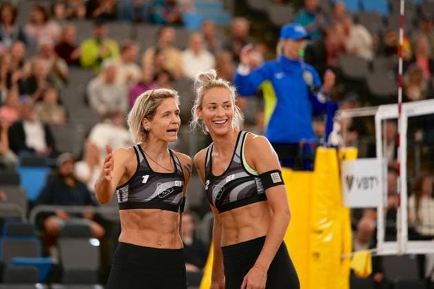 Hamburg, Germany, August 22th 2024: Laura Ludwig ( Germany ) Louisa Lippmann ( Germany ) during the Elite 16 Beachvolleyball Tournament 2024 at Stadium Am Rothenbaum in Hamburg, GERMANY. (Julia Kneissl SPP) Copyright: xJuliaxKneisslx xSPPx spp-en-JuKnSp-JK_09693.jpeg