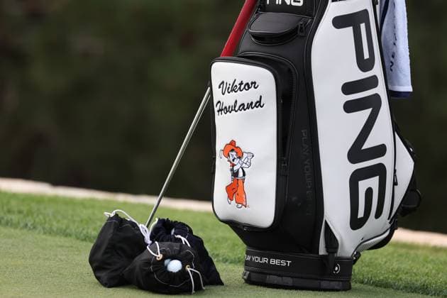 CASTLE ROCK, CO - AUGUST 22: A view of Viktor Hovland™s bag during the first round of the BMW Championship on August 22, 2024 at Castle Pines Golf Club in Castle Rock, CO. (Photo by Scott Winters Icon Sportswire) GOLF: AUG 22 PGA, Golf Herren FedExCup Playoffs - BMW Championship EDITORIAL USE ONLY Icon2408220002