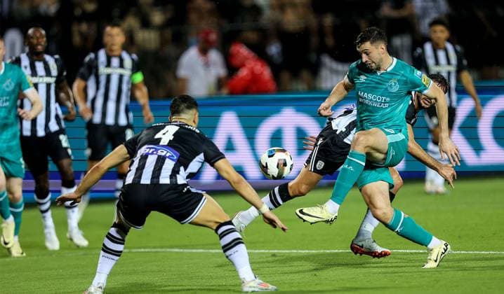 UEFA Europa League Play-off First Leg, Toumba Stadium, Thessaloniki, Greece 22 8 2024 PAOK vs Shamrock Rovers Shamrock Rovers Neil Faruggia Neil Faruggia 22 8 2024  Copyright: x INPHO AleksandarxDjorovicx AS4A4789