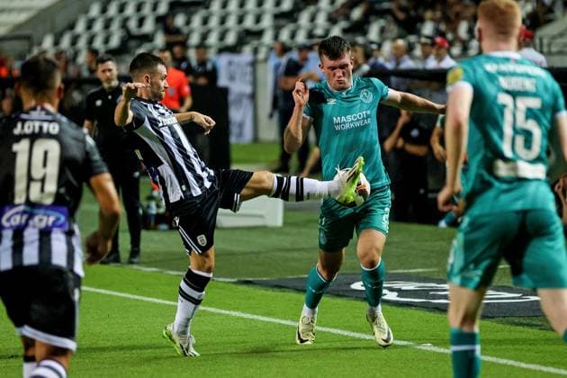 UEFA Europa League Play-off First Leg, Toumba Stadium, Thessaloniki, Greece 22 8 2024 PAOK vs Shamrock Rovers Shamrock Rovers Josh Honohan Josh Honohan 22 8 2024  Copyright: x INPHO AleksandarxDjorovicx AS4A4867