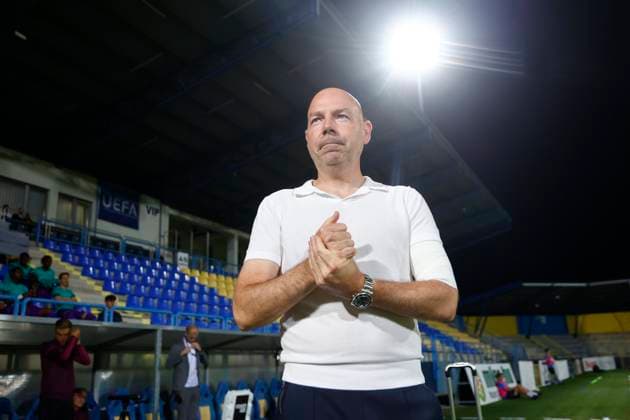 Dinamo Minsk v RSC Anderlecht - UEFA Europa League MEZOKOVESD, HUNGARY - AUGUST 22 : Riemer Brian head coach of RSC Anderlecht pictured during the UEFA Europa League Play-offs1st leg match between Dinamo Minsk and RSC Anderlecht on August 22, 2024 in Mezokovesd, Hungary, 22 08 2024 Mezokovesd Hungary  Copyright: xJanxDexMeuleneirx