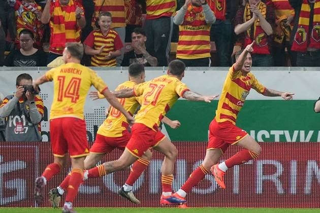 BIALYSTOK, 22-08-2024, Bialystok City Stadium, football, UEFA Europa League Play Offs, season 2024 2025, Jagiellonia Bialystok - Ajax. Early goal 1-0 for Bialystok Jagiellonia Bialystok - Ajax  x26087594x Copyright: