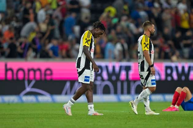 SOCCER - UEFA EL, LASK vs Bukarest LINZ,AUSTRIA,22.AUG.24 - SOCCER - UEFA Europa League, qualification, Linzer ASK vs FCSB Bukarest. Image shows the disappointment of Alexis Tibidi (LASK).  GEPAxpictures xChristianxMoser