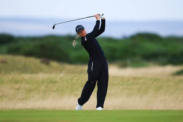 22nd August 2024; Old Course at St Andrews, St Andrews, Fife, Scotland; AIG Womens Open Golf, Round 1; Charley Hull of England hits a shot from the fairway on the fourteenth hole of the Old Course, St Andrews Links during the first round of the AIG Women& x2019;s Open  ActionPlus12684174 DavidxYoung