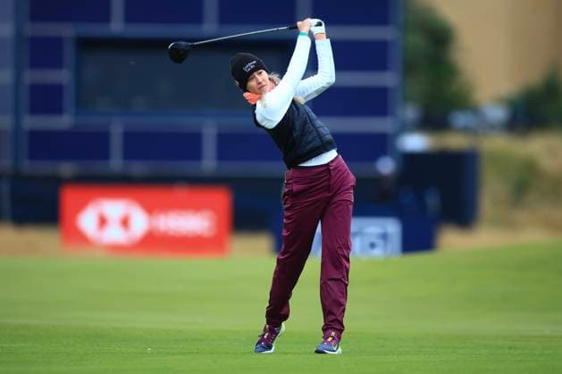 22nd August 2024; Old Course at St Andrews, St Andrews, Fife, Scotland; AIG Womens Open Golf, Round 1; Nelly Korda of the USA tees off on the eighteenth hole of the Old Course, St Andrews Links during the first round of the AIG Women& x2019;s Open  ActionPlus12684182 DavidxYoung