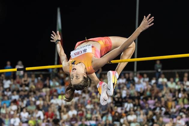 Sport Themen der Woche KW34 Sport Bilder des Tages Athletissima; Lausanne, 22.08.2024 MAHUCHIKH Yaroslava (UKR) competes in the womens high jump at Athletissima; Lausanne, 22.08.2024 Copyright: xBEAUTIFULxSPORTS OlafxRellischx