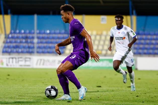 Dinamo Minsk v RSC Anderlecht - UEFA Europa League MEZOKOVESD, HUNGARY - AUGUST 22 : Stroeykens Mario midfielder of RSC Anderlecht pictured during the UEFA Europa League Play-offs1st leg match between Dinamo Minsk and RSC Anderlecht on August 22, 2024 in Mezokovesd, Hungary, 22 08 2024 Mezokovesd Hungary  Copyright: xJanxDexMeuleneirx