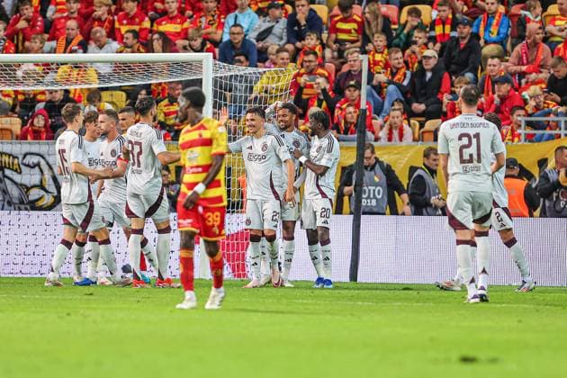 22.08.2024 BIALYSTOK (POLAND) PILKA NOZNA (FOOTBALL) ELIMINACJE LIGI EUROPY UEFA SEZON 2024 2025 (UEFA EUROPA LEAGUE PLAY-OFF) - 1. MECZ (GAME) JAGIELLONIA BIALYSTOK - AFC AJAX NZ CHUBA AKPOM GOL RADOSC FOTO KAMIL SWIRYDOWICZ CYFRASPORT NEWSPIX.PL --- Newspix.pl  240822CSKS041