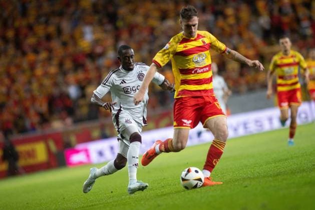 22.08.2024 BiaÅ‚ystok Eliminacje Ligi Europy Jagiellonia BiaÅ‚ystok - Ajax Amsterdam N z Carlos Forbs Fot: MiÅ‚osz Kozakiewicz NEWSPIX.PL 22.08.2024 Bialystok¨UEFA Europa League Qualifying Jagiellonia Bialystok - Ajax Amsterdam Carlos Forbs Credit: Milosz Kozakiewicz NEWSPIX.PL --- Newspix.pl  CR5_0310