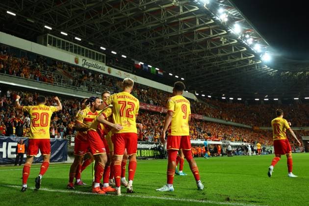 BIALYSTOK 22.08.2024 IV RUNDA KWALIFIKACYJNA LIGA EUROPY SEZON 2024 25: JAGIELLONIA BIALYSTOK - AJAX AMSTERDAM --- UEFA EUROPE LEAGUE PLAY-OFF FOURTH QUALIFYING ROUND GAME: JAGIELLONIA BIALYSTOK - AJAX AMSTERDAM ADRIAN DIEGUEZ GOL BRAMKA GOAL PILKARZE FOOTBALLERS JAGIELLONIA BIALYSTOK RADOSC CELEBRATION FOT. JAROSLAW OLSZEWSKI FOTOPYK NEWSPIX.PL --- Newspix.pl  JOL240822220