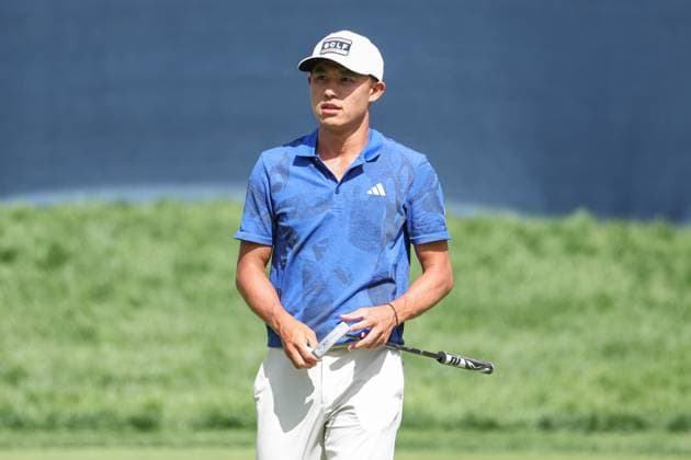 CASTLE ROCK, CO - AUGUST 22: Collin Morikawa walks off the 16th green during the first round of the BMW Championship on August 22, 2024 at Castle Pines Golf Club in Castle Rock, CO. (Photo by Scott Winters Icon Sportswire) GOLF: AUG 22 PGA, Golf Herren FedExCup Playoffs - BMW Championship EDITORIAL USE ONLY Icon2408221088