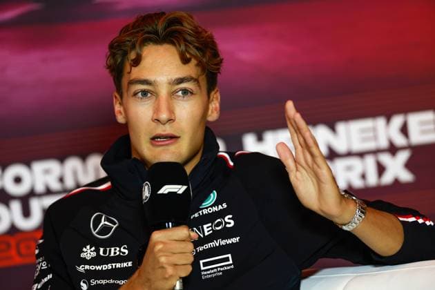 RUSSELL George (gbr), Mercedes AMG F1 Team W15, portrait during the Formula 1 Heineken Dutch Grand Prix 2024, 15th round of the 2024 Formula One World Championship, WM, Weltmeisterschaft from August 23 to 25, 2024 on the Circuit Zandvoort, in Zandvoort, Netherlands - F1 - DUTCH GRAND PRIX 2024 DPPI Panoramic  F12024GP15NED_JK496081