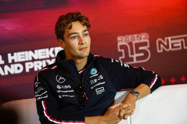 RUSSELL George (gbr), Mercedes AMG F1 Team W15, portrait during the Formula 1 Heineken Dutch Grand Prix 2024, 15th round of the 2024 Formula One World Championship, WM, Weltmeisterschaft from August 23 to 25, 2024 on the Circuit Zandvoort, in Zandvoort, Netherlands - F1 - DUTCH GRAND PRIX 2024 DPPI Panoramic  F12024GP15NED_JK496118