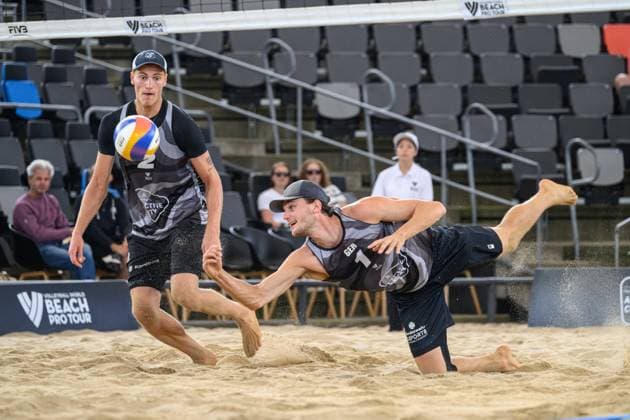 Beach Pro Tour Elite 16 Hamburg, 23 08 2024 Paul Henning, Maximilian Max Just Beach Pro Tour Elite 16, Hamburg, Stadion Am Rothenbaum on 23 08 2024 Copyright: xBEAUTIFULxSPORTS PeterxWeberx