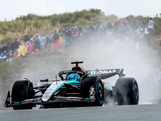 ZANDVOORT - George Russell (Mercedes) in action during the 1st free practice in the run-up to the F1 Grand Prix of the Netherlands at the Circuit of Zandvoort. ANP REMKO DE WAAL xVIxANPxSportx xxANPxIVx 506554786 originalFilename: 506554786.jpg
