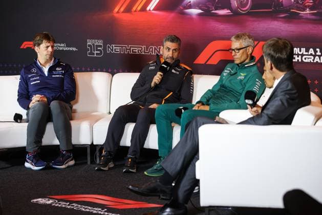 VOWLES James, Team Principal of Williams Racing, portrait STELLA Andrea (ita), Team Principal of McLaren F1 Team, portrait KRACK Mike (ger), Team Principal and CEO of Aston Martin F1 Team, portrait KOMATSU Ayao (jpn), Team Principal of Haas F1 team, portrait press conference, PK, Pressekonferenz during the Formula 1 Heineken Dutch Grand Prix 2024, 15th round of the 2024 Formula One World Championship, WM, Weltmeisterschaft from August 23 to 25, 2024 on the Circuit Zandvoort, in Zandvoort, Netherlands - F1 - DUTCH GRAND PRIX 2024 DPPI Panoramic 240823_R15_OLANDA_DP_XB5_0527
